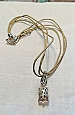 AUTHENTIC SEA GLASS BITS CAGED PENDANT/NECKLACE, TRIPLE STRAND 14" TAN CHOKER