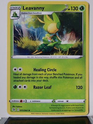 Leavanny 011/264 - NM / M - RARE Non Holo Fusion Strike Pokemon Card $2  Shipping