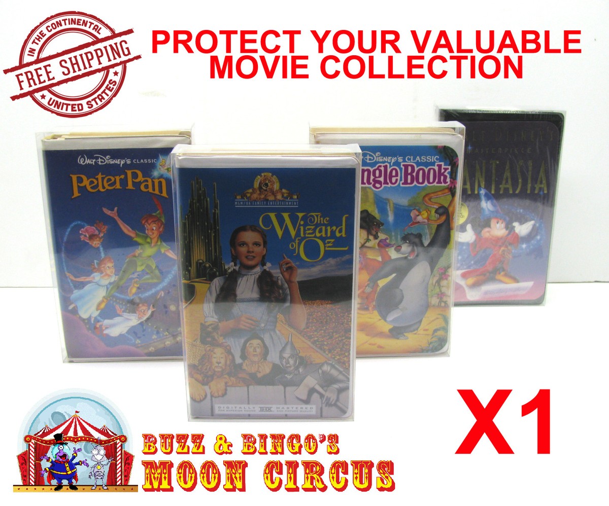 1x VHS MOVIE LARGE CLAMSHELL (SIZE C) CLEAR PLASTIC PROTECTIVE BOX