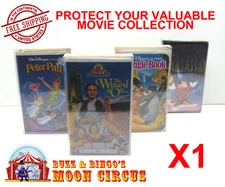 1x VHS MOVIE LARGE CLAMSHELL (SIZE C) CLEAR PLASTIC PROTECTIVE BOX PROTECTORS 