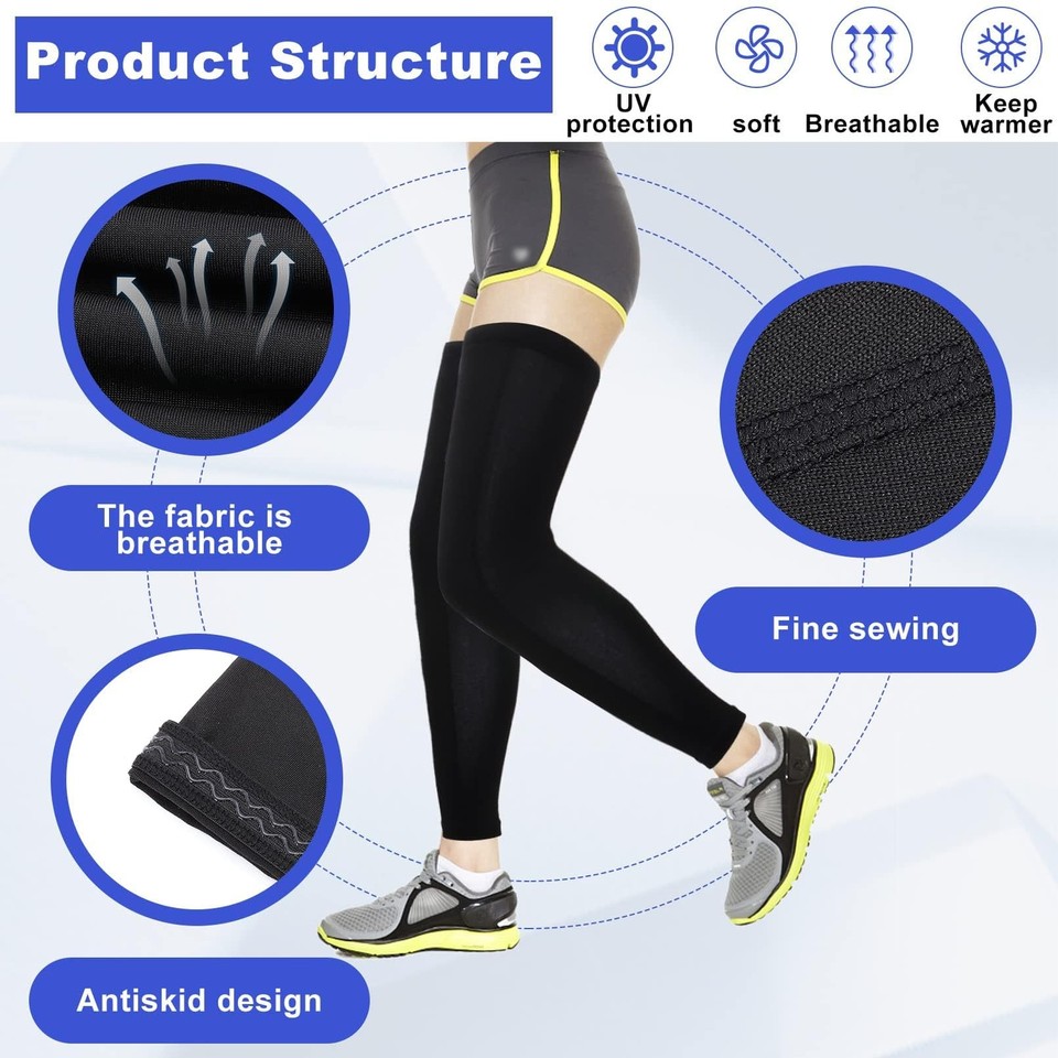 Leg Warmer Summer Running Cycling Legs Sleeve Ice Silk UV Protection Compression Non-Slip Cooling Sport Gear Cycling Leg Warmers - Foto 6