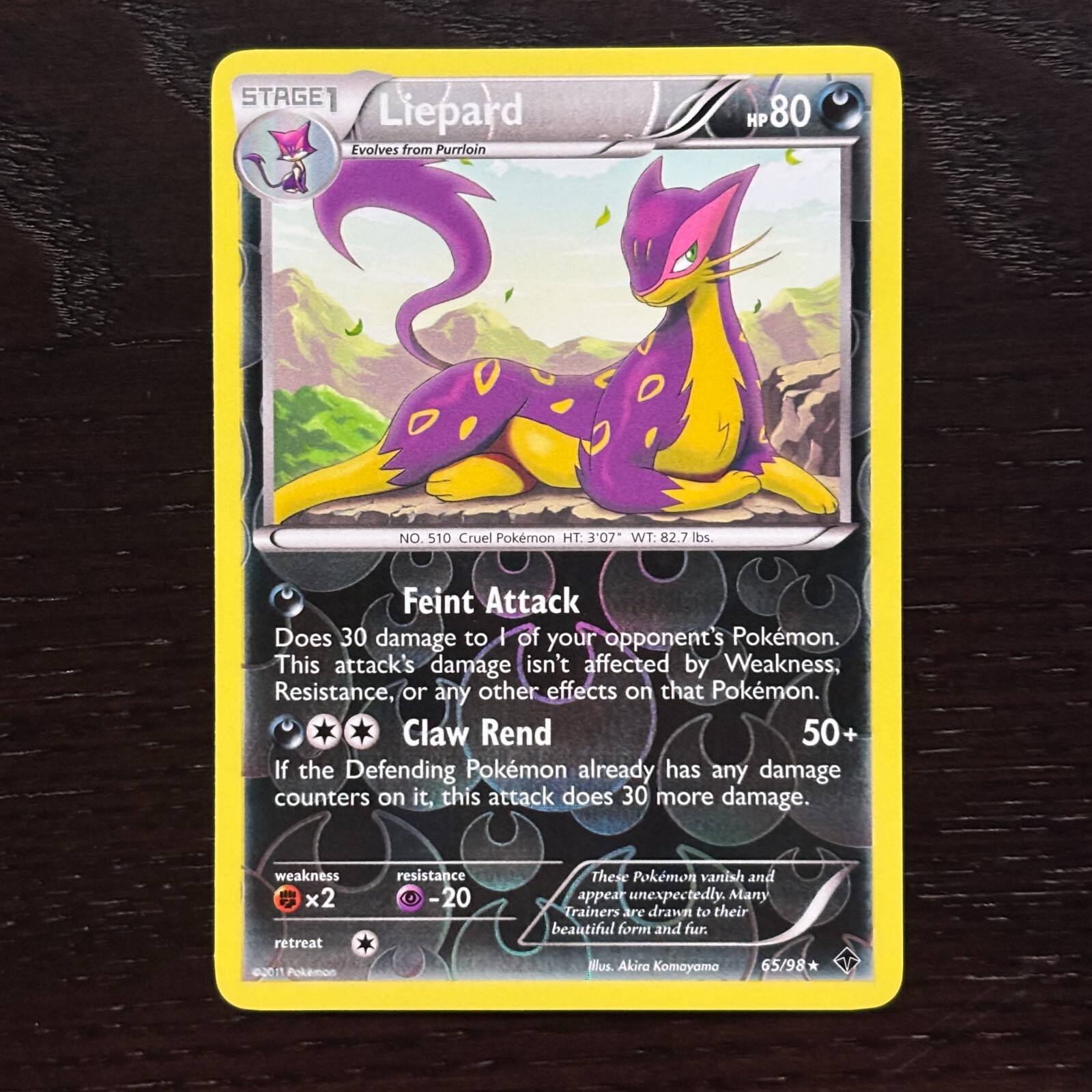 Liepard 65/98 Pokemon Emerging Powers Black & White Reverse Holo Rare Card VLP