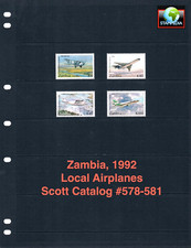 $8.80 Scott Value - 1992 ZAMBIA Airplanes African Transport CV MNH NH UMM