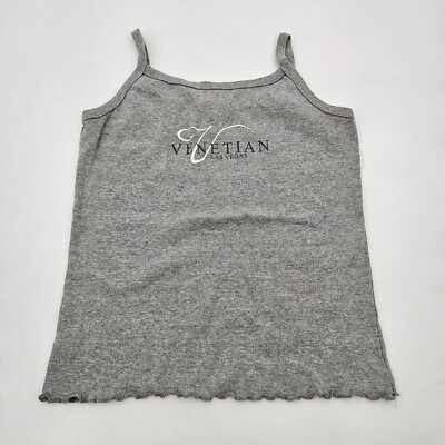 Vintage The Venetian Las Vegas Women's Baby Tank Top Size Large Gray Y2K VTG