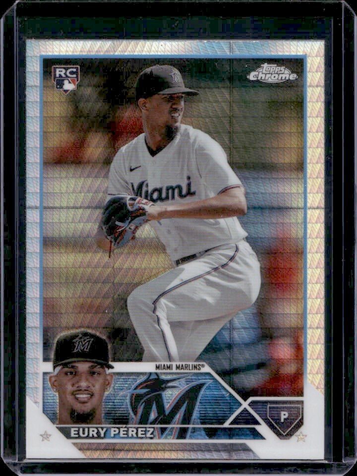 2023 Topps Chrome Update Eury Perez RC Prizm Refractor USC100 Marlins