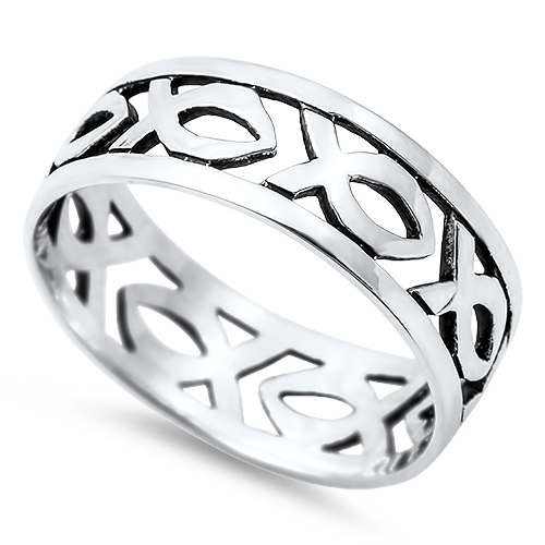 925 Sterling Silber HÜBSCHE CHRISTLICHE FISCH DESIGN RINGE, ANHÄNGER GRÖSSEN 3 bis 13 - Bild 8 von 10
