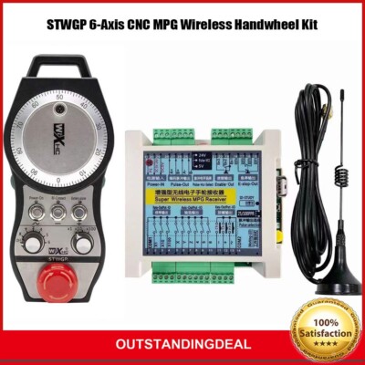 STWGP 6-Axis CNC MPG Wireless Handwheel E-Stop Manual Pulse Generator + Receiver