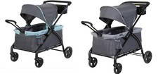 Baby Trend Tour LTE 2-In-1 Stroller Wagon W/ Canopy - Desert Grey / Blue