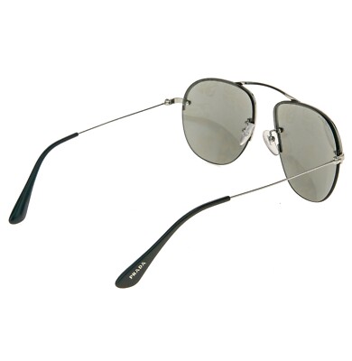 PRADA TEDDY 58O PR58OS Aviator Silver Yellow Hibiscus Mirror Print