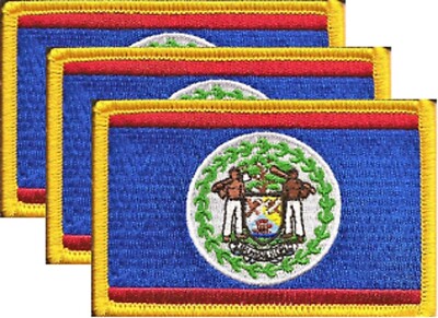 Pack of 3 Country Flag Patches 3.50'' x 2.25'', Three International Sew or Iron On
