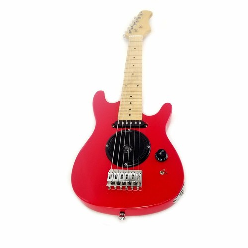 Kids 30 Inch Electric Guitar Combo, Built-in Amp, Solid Wood Body, Color: Red - Picture 4 of 4