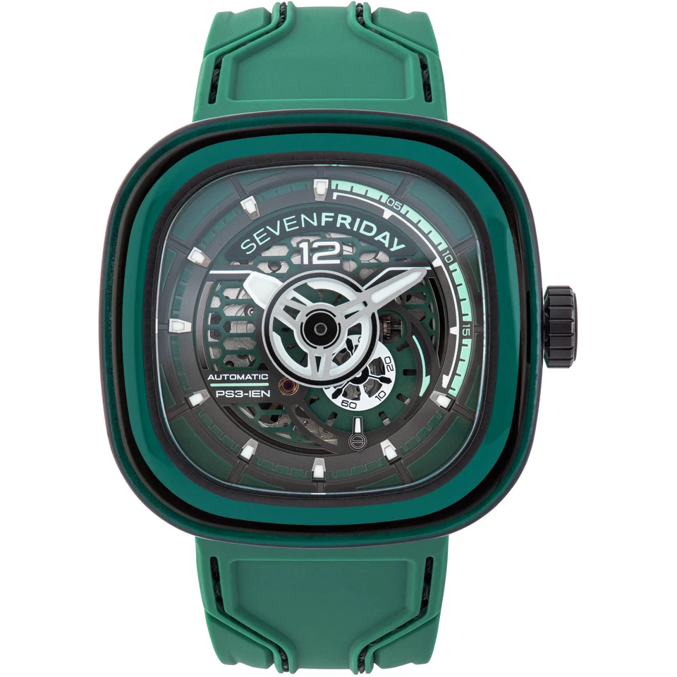SevenFriday Men's Watch PS Series CCG Automatic Green Silicone Strap PS3-05