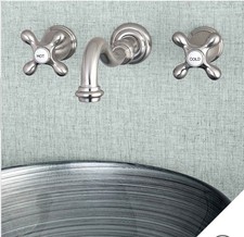 Kingston Brushed Nickel 2-Handle 8 in. Wall Mount Bathroom Faucet