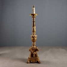Torciere Antico Legno Dorato Intagliato Italia Metà XIX Secolo Originale