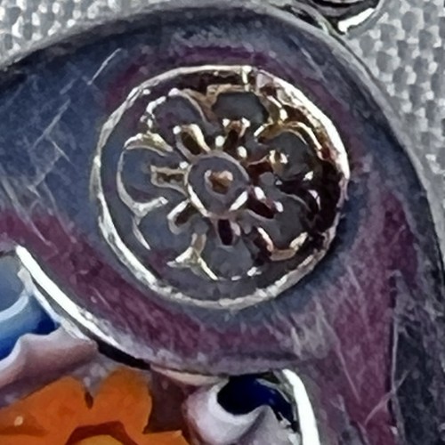 Murano Millefiori Glass Triangle Pendant Sterling Silver Italy 925 Necklace - Picture 4 of 8
