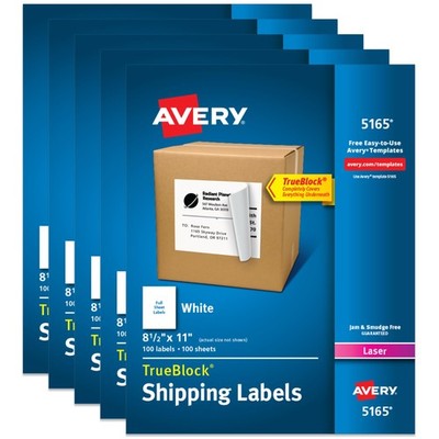 Avery Full-Sheet Printable Shipping Labels 8.5x11 White 500 Blank Mailing Labels