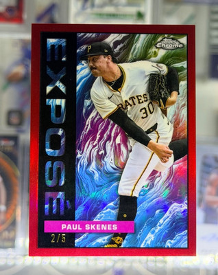 2025 Topps Chrome Paul Skenes Expose Red Refractor /5 Pirates CY YOUNG ROY