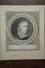 FRANCOIS DE LA MOTHE LE VAYER (1588-1672). PORTRAIT ENGRAVING 18th century PHILOSOPHE