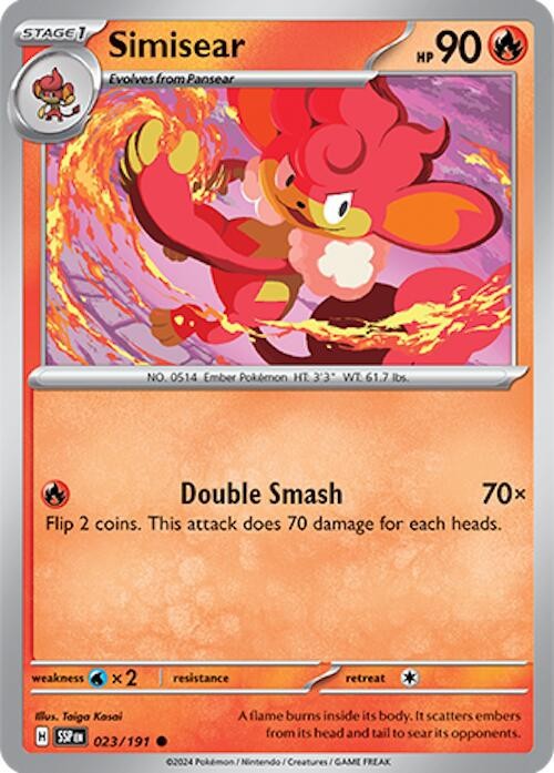 Pokemon Simisear 23 / 191  SV: Surging Sparks Reverse Holo 