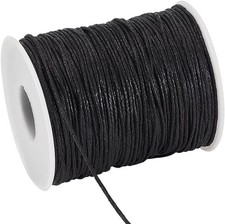 100 Yards 1mm Waxed Cotton Cord, Black Waxed String Beading Thread Roll Spool...