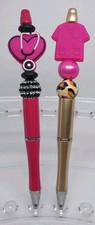 Custom Pink Nursing Theme Beaded Pen Set, Black Ink, Free Refill