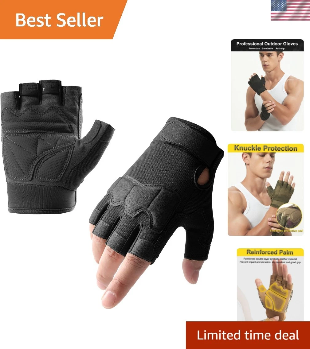 Fingerless Outdoor Gloves for Men Women, Knuckle Protection for Cycling Hikin...