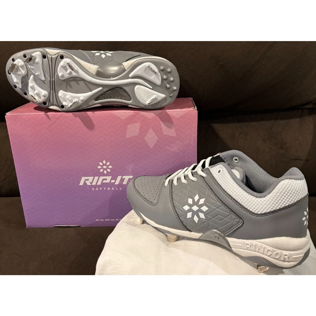 Crampons Ringor Dynasty II Softball Femme - Noir & Blanc - Taille 8 US