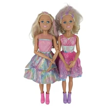 2 28" Tall Barbie Dolls Tie-Dye and Star Power Best Fashion Friend Dress Shoes