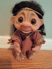 Thomas Dam Troll 1977 Vintage Native American Doll 9-inch.