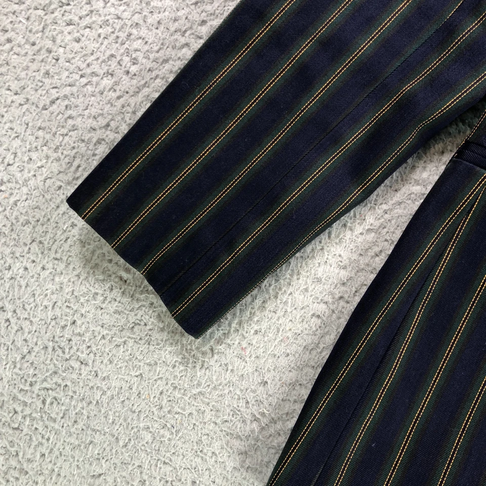 Lauren Ralph Lauren Blazer Womens 8 Petite Navy Blue Striped Crest Gold Button - Image 3 of 4