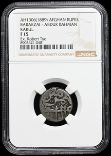 AFGHANISTAN. Barakzai Abdur Rahman AH 1305. Rupee NGC F15 Ex. Robert Tye