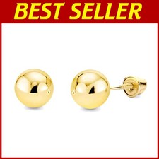 6mm Yellow/White Gold Ball Stud Earrings Screw Back