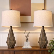 PoKat 23.5'' Table Lamps Set of 2 for Bedroom, Farmhouse Nightstand Lamps for...