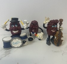 3 California Raisins Figures Figurines Toys figures Vintage Band Drummer Cello