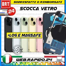 BACK COVER SCOCCA POSTERIORE COMPLETA PER IPHONE 15 VETRO+FRAME+MAGSAFE+LENTI