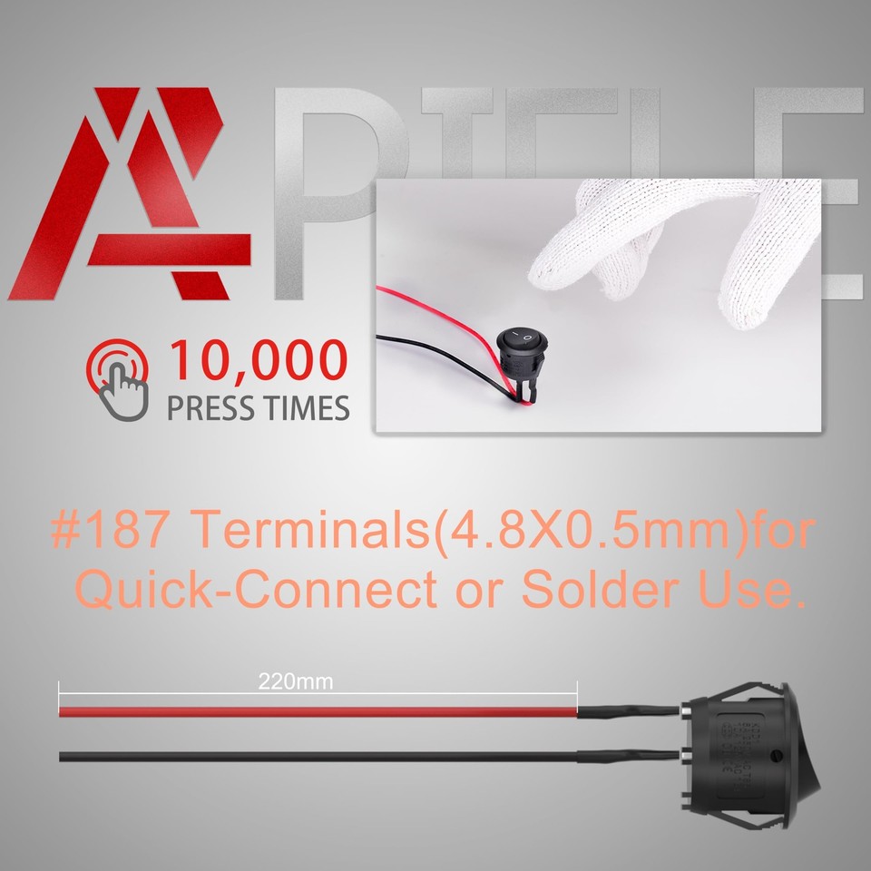 APIELE 5Pcs Rocker Switch ON Off KCD1 Mini Round Toggle SPST Black | eBay