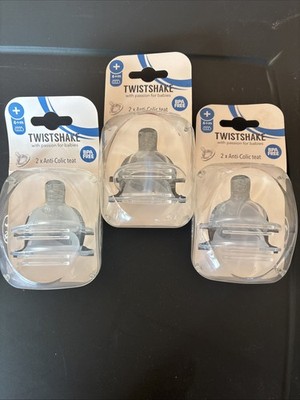 3 NEW Twistshake Anti Colic Teat Sets - 6+m BPA Free - 6 Nipples In Total