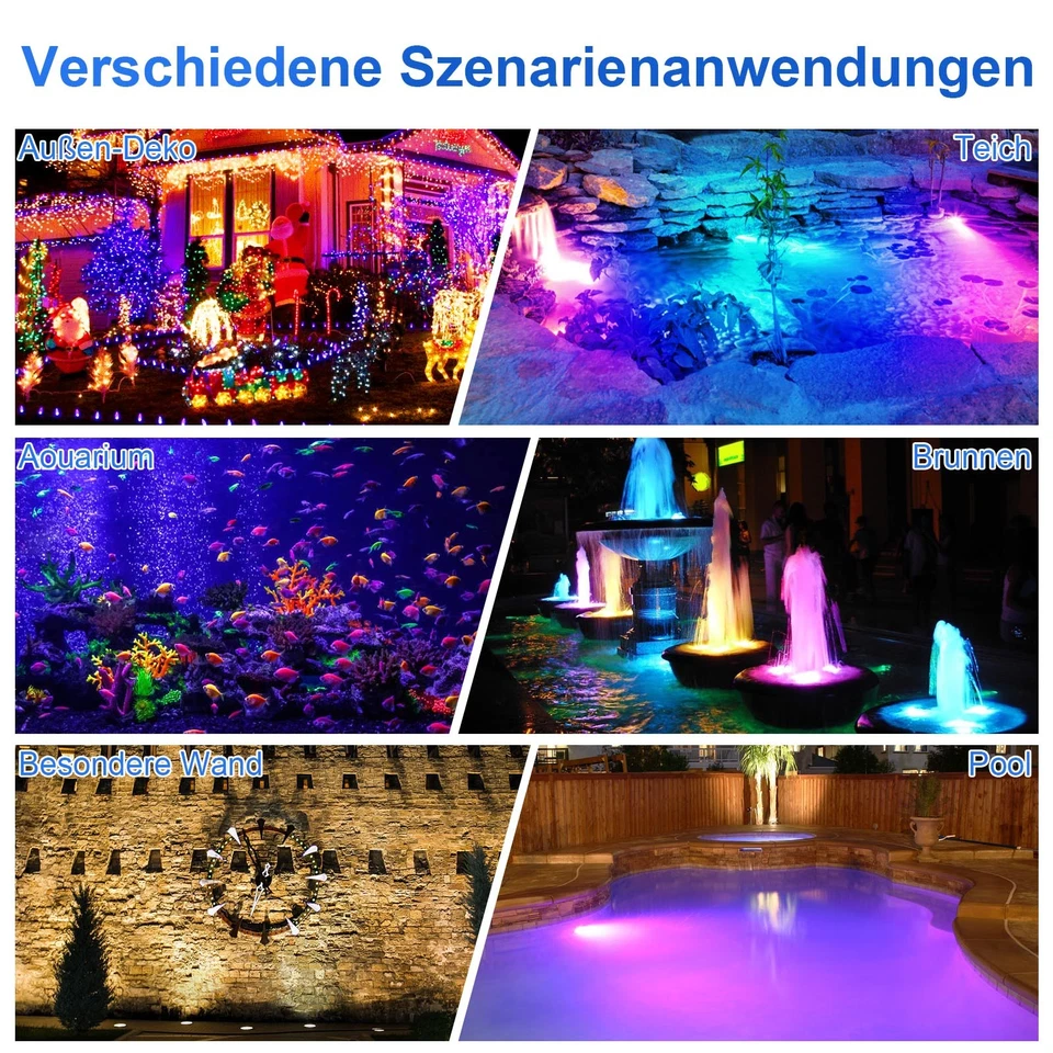 LED Unterwasser Licht Strahler RGB Garten Teich Brunnen Aquarium Beleuchtung DE - Bild 3 von 4