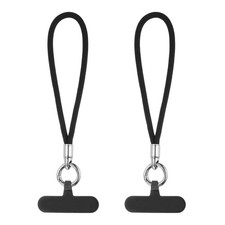 2pcs Hand Wrist Strap Phone Lanyard Cellphone Wrist Strap with Tab Black