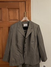Le Suit Women's 2PC Skirt Suit Set Gray Metallic Plaid Career Size 20W Corporate