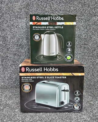 Russell Hobbs Edelstahl Set 1,7L Wasserkocher 23911 & 2 Scheiben Toaster 24080