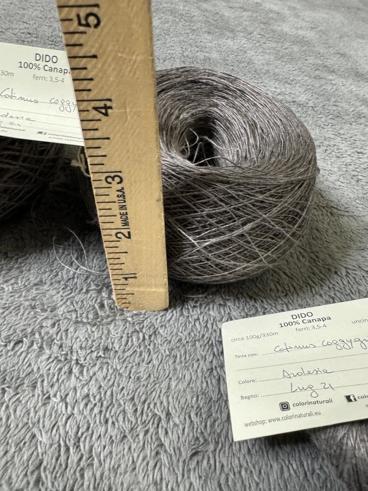 HILO COLORI NATURALI 4 madejas 2 pasteles lino y cáñamo árbol ahumado gris Italia Foto 3 de 4