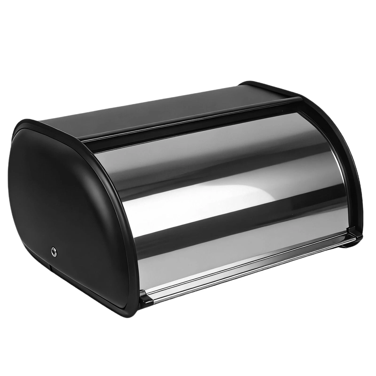 Black Bread - Stainless Steel Bread Bin with Roll-Up Lid, Kitchen Countertop ...