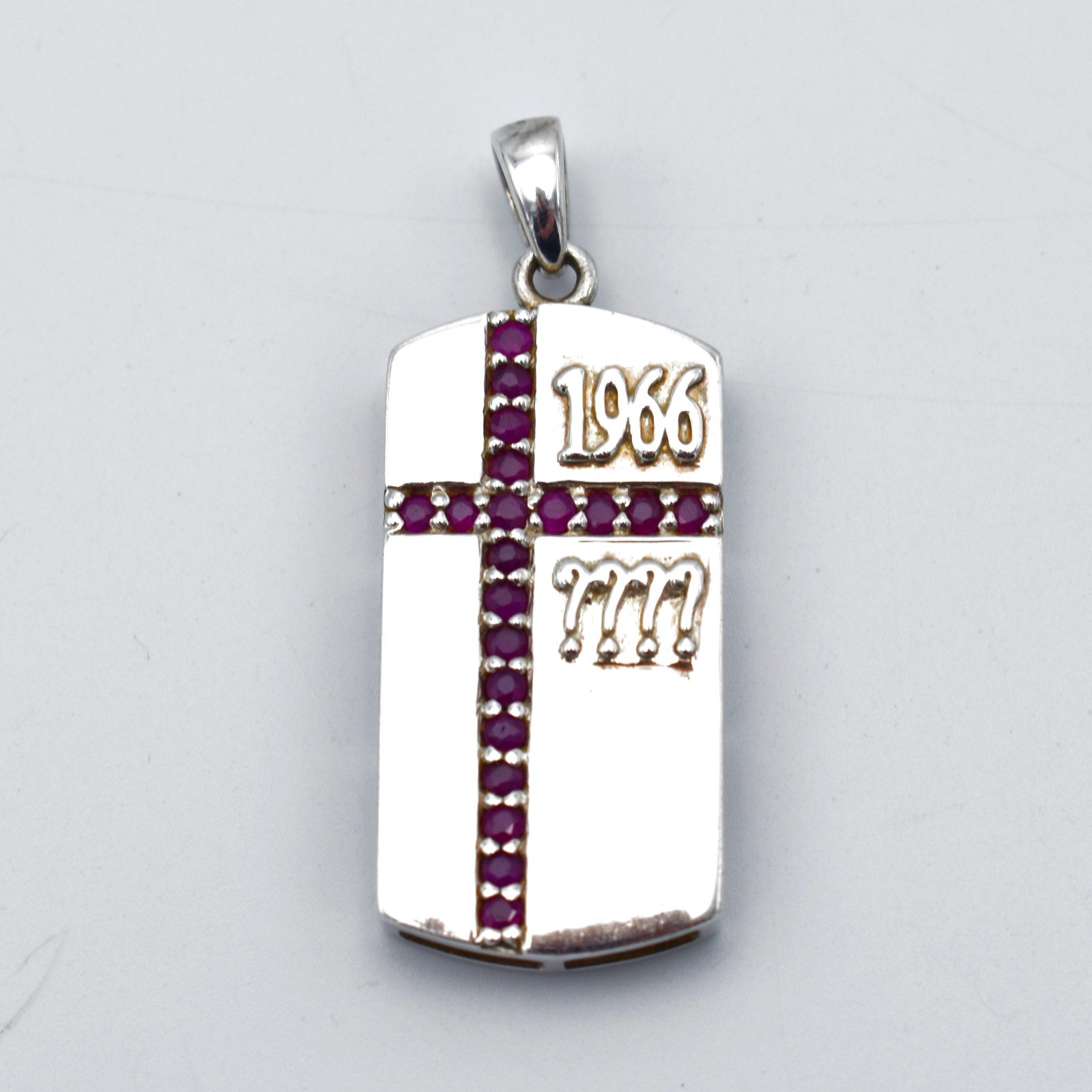 Vintage Solid Silver Ruby Gemstone Birthday Penda… - image 1