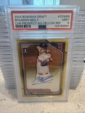 2024 Bowman Draft Chrome Brandon Neely Auto Yellow Refractor /75 – PSA 9 Red Sox