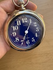 Vintage 70er Europa Wecker NOS Retro Schreibtisch Reiseuhr Mid Century, blau