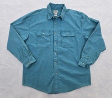 LL Bean Shirt Mens Large Reg Blue Button Up Traditional Fit Pocket Cotton