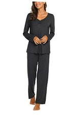 Womens Pajama Sets 2 Piece Lounge Set Fall Winter Pajamas X-Large Dark Gray