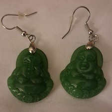 Green Silver Tone plastic Buddha Dangle/Drop ...