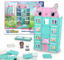 Tile Town Gabby's Dollhouse Tile Set with Gabby and Pandy Paws Figures, Magnetic